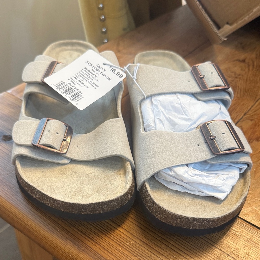 Beige Double Strap Sandals